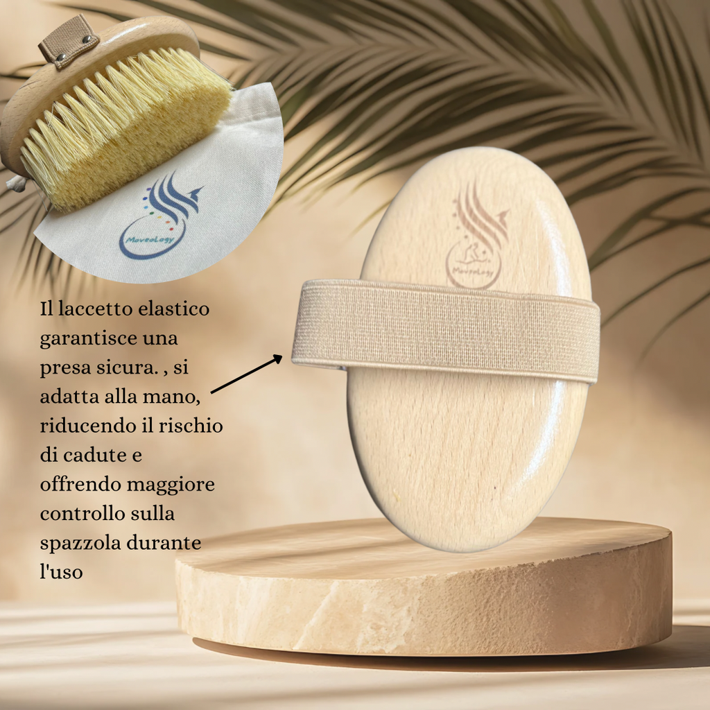 Spazzola Esfoliante Corpo Naturale in Legno–Dry Brushing con Guida PDF & Video