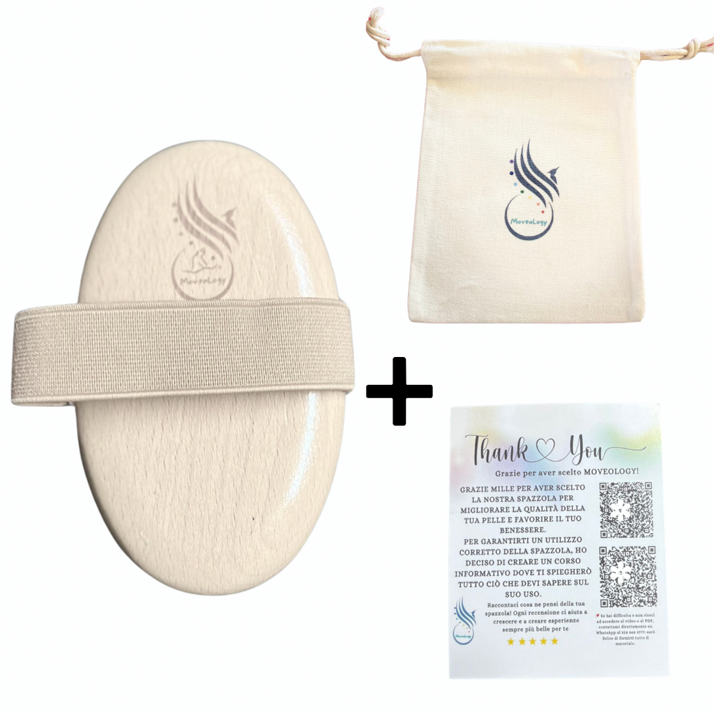 Spazzola Esfoliante Corpo Naturale in Legno–Dry Brushing con Guida PDF & Video