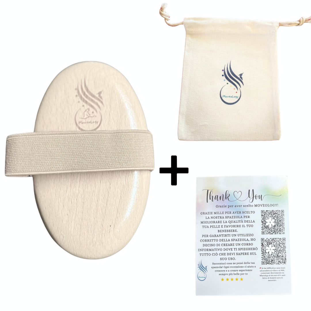 Spazzola Esfoliante Corpo Naturale in Legno–Dry Brushing con Guida PDF & Video