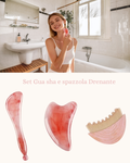 SET PROFESSIONALE GUA SHA VISO, CONTORNO OCCHI E SPAZZOLA LINFATICA ESFOLIANTE